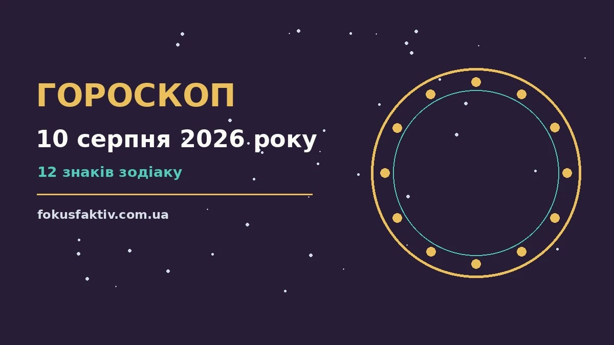 Гороскоп на 10 серпня 2026 року: ключові моменти дня про настрій, справи та гроші