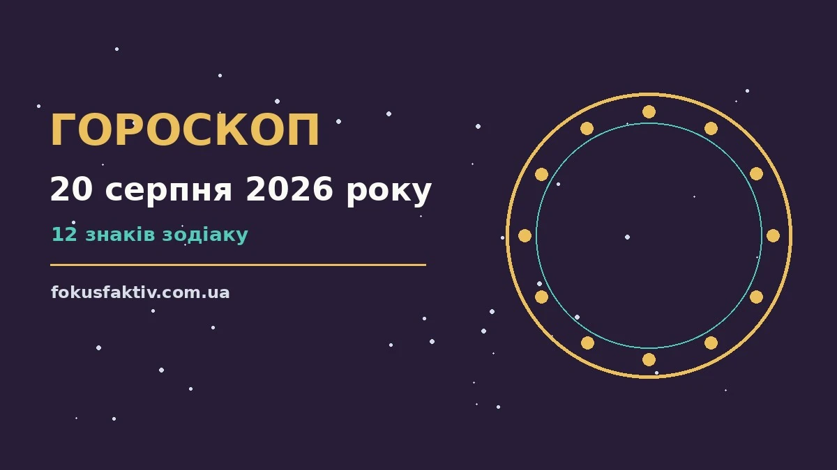 Гороскоп на 20 серпня 2026 року: ключові моменти дня про настрій, справи та гроші