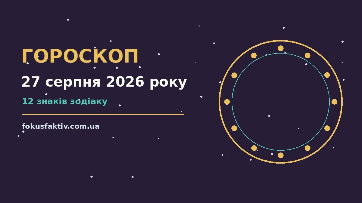 Гороскоп на 27 серпня 2026 року: ключові моменти дня про настрій, справи та гроші