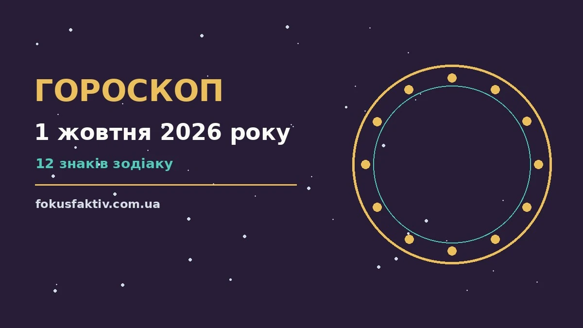 Гороскоп на 1 жовтня 2026 року: ключові моменти дня про настрій, справи та гроші